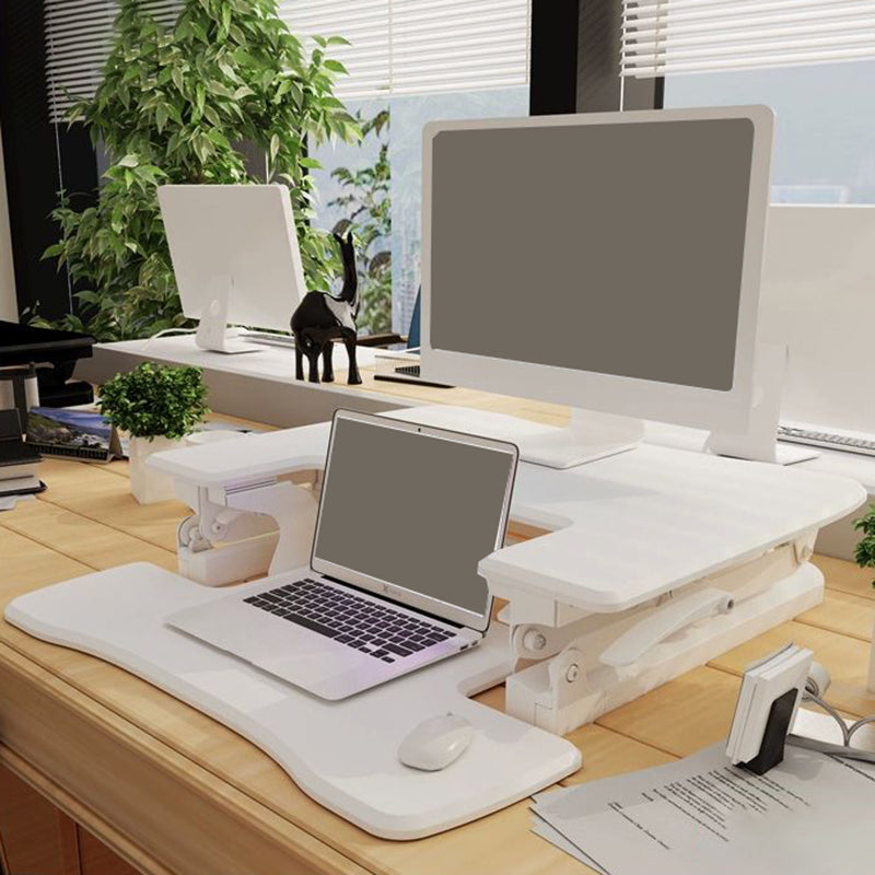 Rectangular Shaped Office Standing Desk Converter Wood in Black/White 27"L x 20"W x 18"H White Clearhalo 'furn' 'furn_office_desk' 'Furniture' 'Office Desks' 'Office Furniture' 'office_desk' 7818900