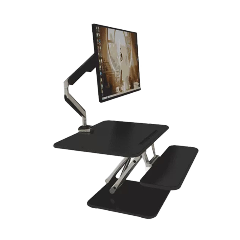 Rectangular Shaped Office Standing Desk Converter Wood in Black/White Clearhalo 'furn' 'furn_office_desk' 'Furniture' 'Office Desks' 'Office Furniture' 'office_desk' 7818907