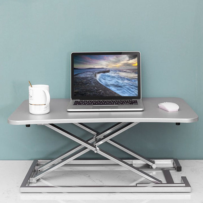 Rectangular Shaped Folding Standing Desk Converter Wood with Metal Base