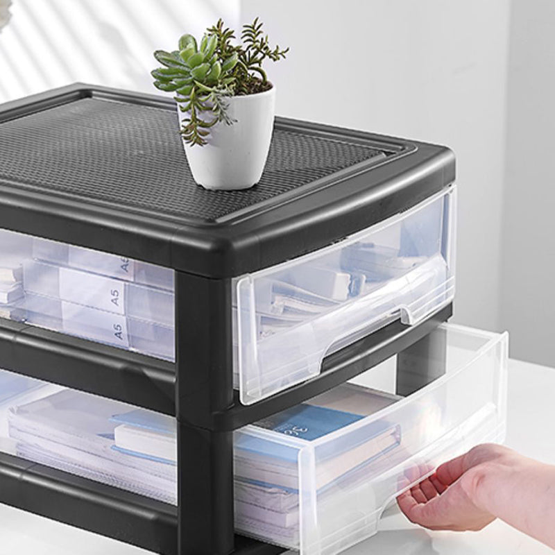Babor de archivo negro de plástico moderno con cajones para el hogar y la oficina