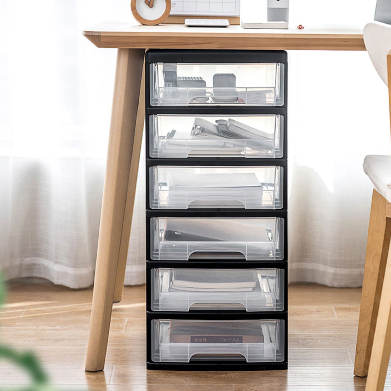 Babor de archivo negro de plástico moderno con cajones para el hogar y la oficina