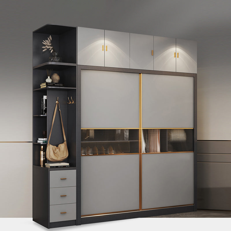 Gabinetto del guardaroba grigio con cassetto moderno armadio armadio per casa