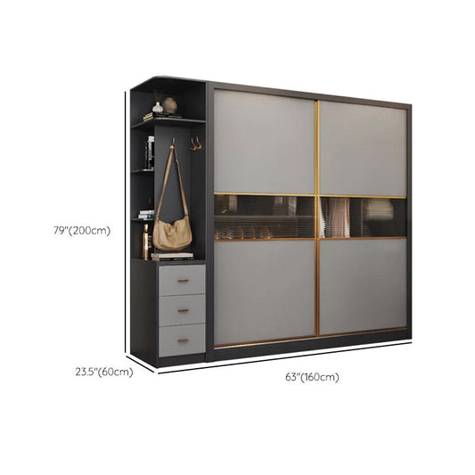 Graue Garderobenschrank mit Schubladen moderner Garderobe Armoire für Zuhause