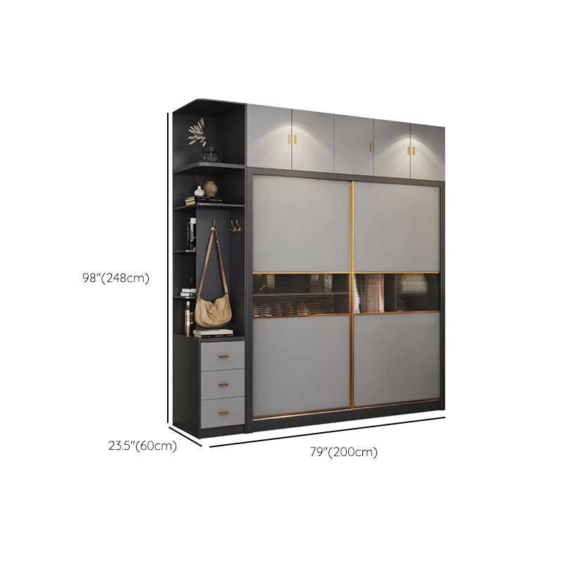 Gabinetto del guardaroba grigio con cassetto moderno armadio armadio per casa