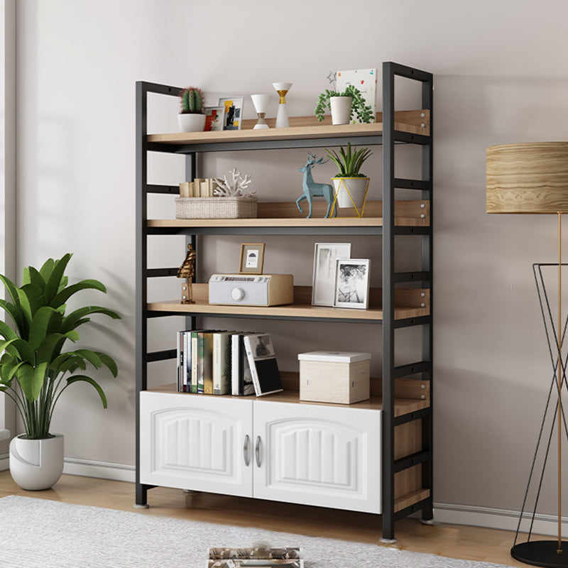 Modern Open Back Shelf Bookcase with Cabinets for Home Office Clearhalo 'Bookcases' 'furn' 'furn_bookcases' 'Furniture' 'Office Furniture' 7819302