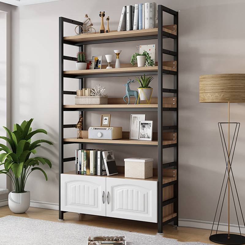 Modern Open Back Shelf Bookcase with Cabinets for Home Office Clearhalo 'Bookcases' 'furn' 'furn_bookcases' 'Furniture' 'Office Furniture' 7819305