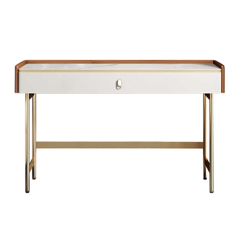 Coiffeuse de vanité miroir en bois à chambre blanche contemporaine