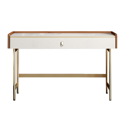 Coiffeuse de vanité miroir en bois à chambre blanche contemporaine