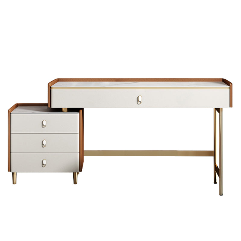 Coiffeuse de vanité miroir en bois à chambre blanche contemporaine