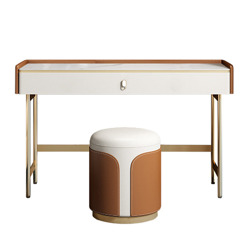 Coiffeuse de vanité miroir en bois à chambre blanche contemporaine