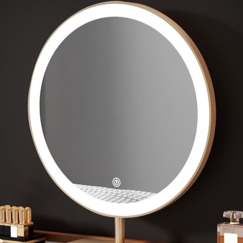 Coiffeuse de vanité miroir en bois à chambre blanche contemporaine