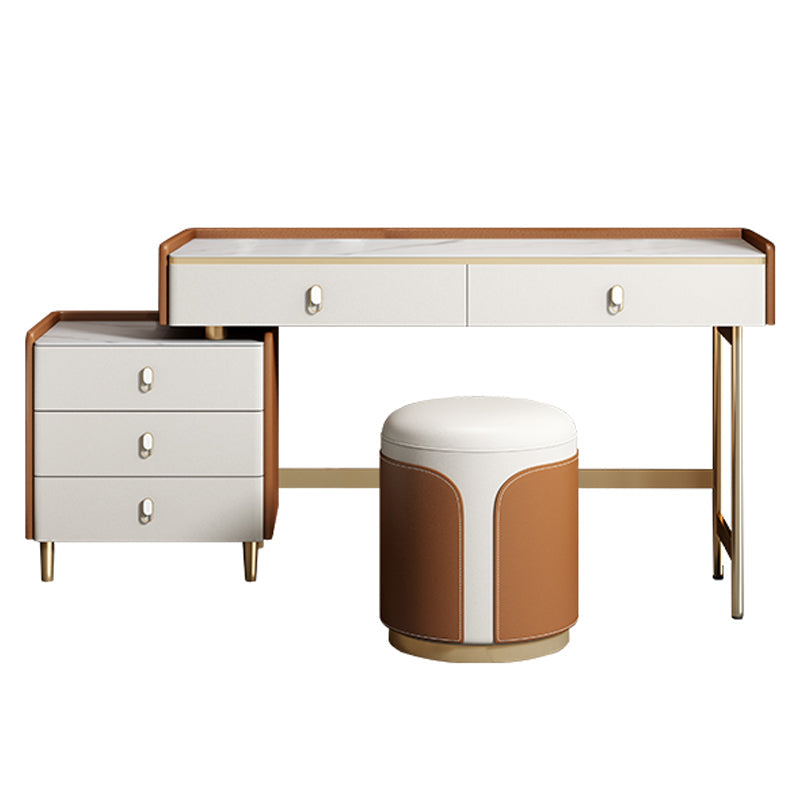 Coiffeuse de vanité miroir en bois à chambre blanche contemporaine