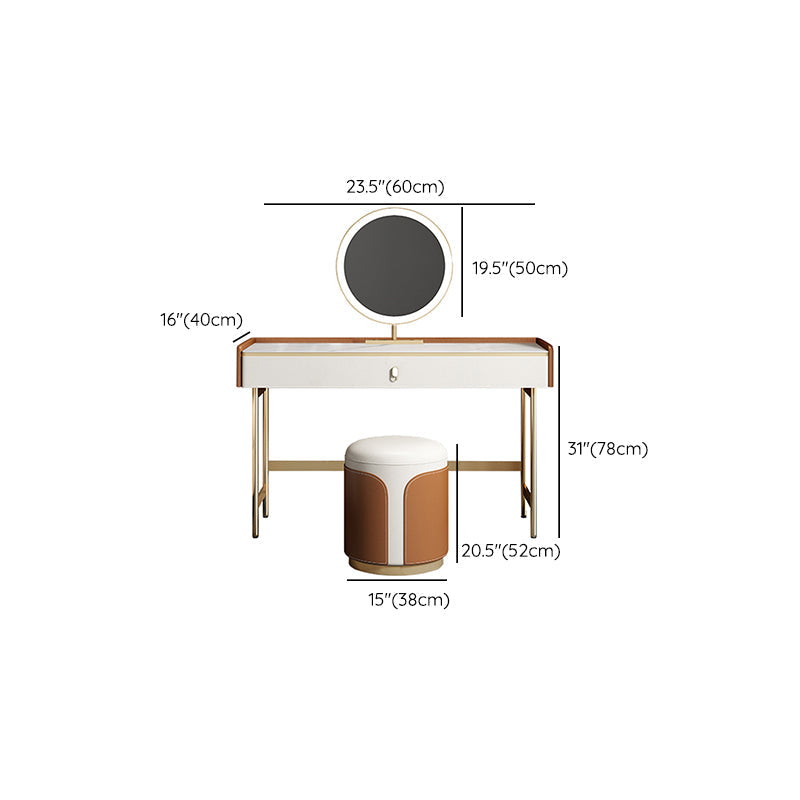 Coiffeuse de vanité miroir en bois à chambre blanche contemporaine
