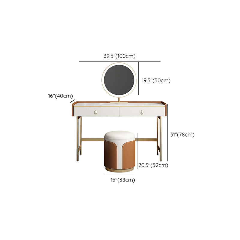 Coiffeuse de vanité miroir en bois à chambre blanche contemporaine