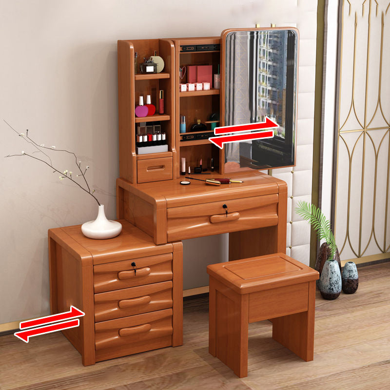 Mirador de dormitorio de tradiciones de madera maciza con tocador de cajones