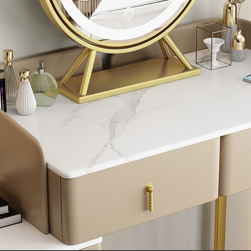 Mirror iluminado metálico glamoroso con tocador de maquillaje de dormitorio de cajón