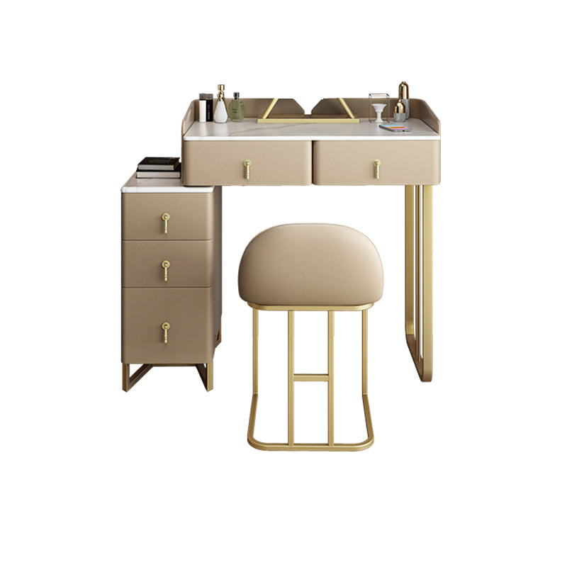 Mirror iluminado metálico glamoroso con tocador de maquillaje de dormitorio de cajón