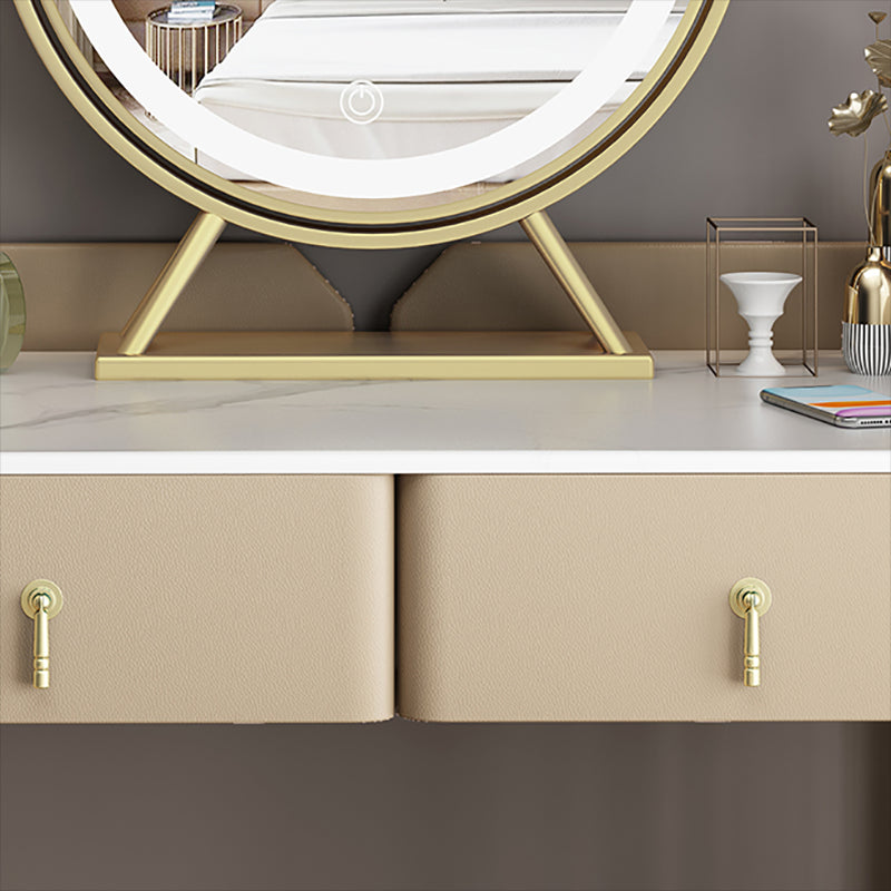Mirror iluminado metálico glamoroso con tocador de maquillaje de dormitorio de cajón