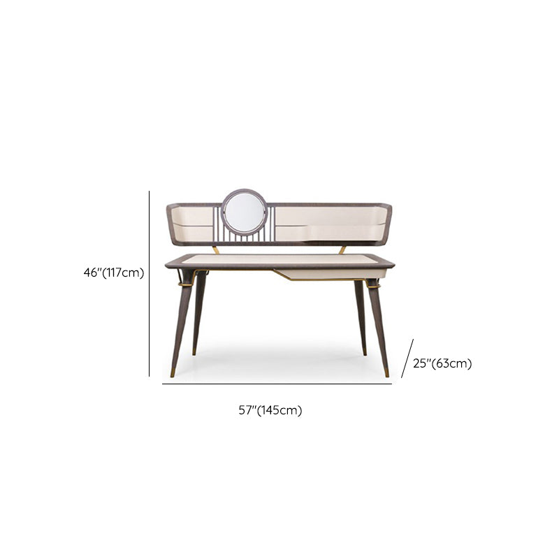 Traditional Brown With Stool Bedroom Mirror Vanity Dressing Table Clearhalo 'Bedroom Furniture' 'furn' 'furn_makeup_vanities' 'Furniture' 'Makeup Vanities' 'makeup_vanities' 7821668