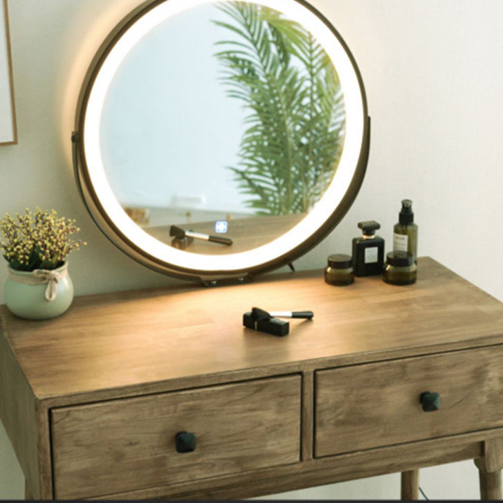 Scandinavian with Drawer Natural Lighted Mirror Bedroom Make-up Vanity Clearhalo 'Bedroom Furniture' 'furn' 'furn_makeup_vanities' 'Furniture' 'Makeup Vanities' 'makeup_vanities' 7821675