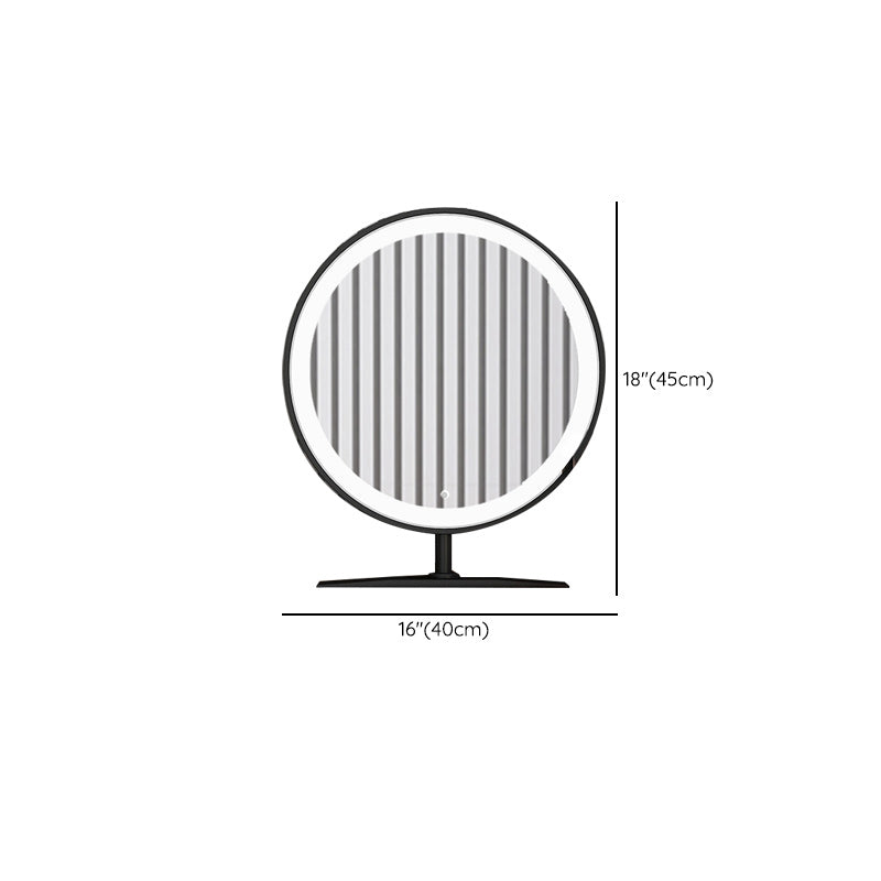 Contemporáneo con cajón de cuero de cuero gris iluminado espejo de cajón tocador