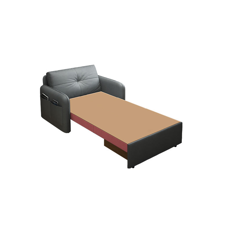 Divano dormiente in pelle finto pieghevole con spazio di archiviazione 35,43 "grigio