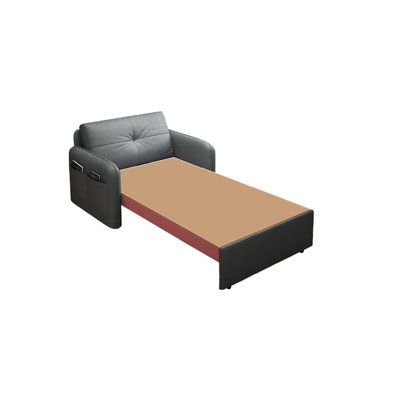 Canapé-lit en faux cuir pliable avec rangement 35,43 "gris haut