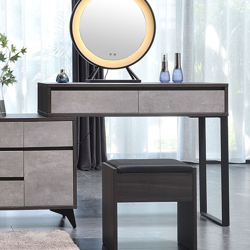 Gray Modern Wooden with Drawer Lighted Mirror Bedroom Vanity Table Clearhalo 'Bedroom Furniture' 'furn' 'furn_makeup_vanities' 'Furniture' 'Makeup Vanities' 'makeup_vanities' 7821845