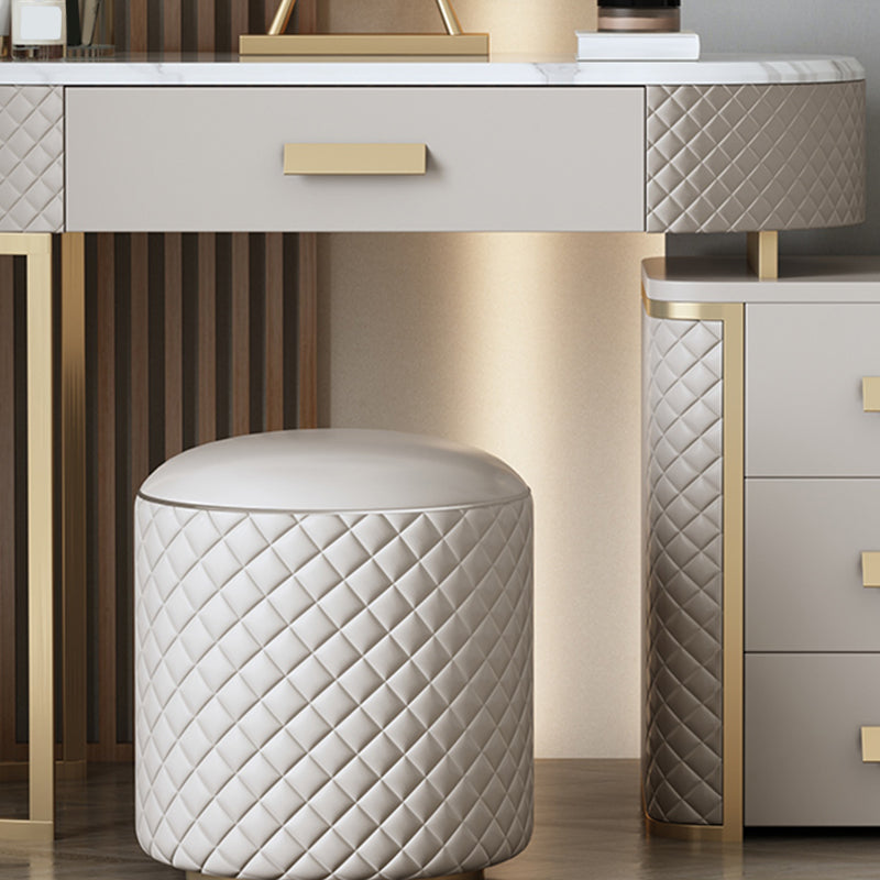 Glam met lade marmeren verlichte spiegel met ontlasting make -up ijdelheid bureau