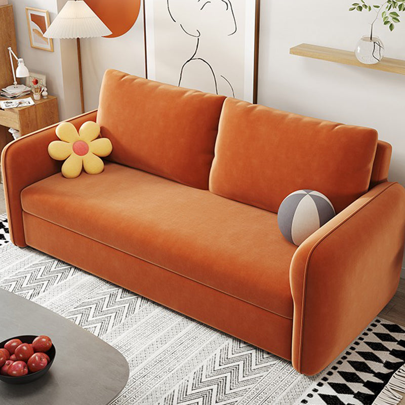 32.67" Wide Futon Sofa Bed with Storage Foldable Orange Synthetic Fiber
