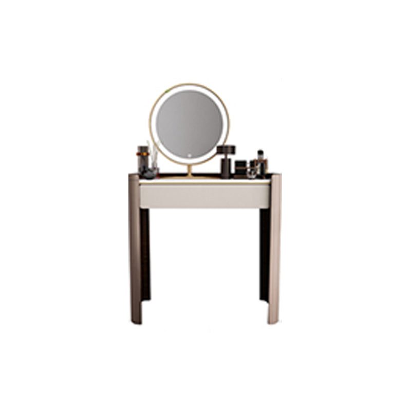 With Drawer Modern Lighted Mirror Bedroom Brown Dressing Table Makeup Vanity & Mirror 31"L x 18"W x 31"H Clearhalo 'Bedroom Furniture' 'furn' 'furn_makeup_vanities' 'Furniture' 'Makeup Vanities' 'makeup_vanities' 7822118