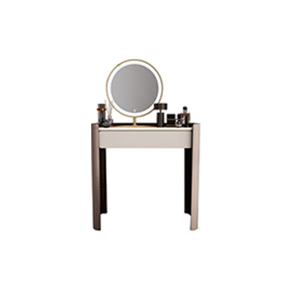 With Drawer Modern Lighted Mirror Bedroom Brown Dressing Table Makeup Vanity & Mirror 31"L x 18"W x 31"H Clearhalo 'Bedroom Furniture' 'furn' 'furn_makeup_vanities' 'Furniture' 'Makeup Vanities' 'makeup_vanities' 7822118