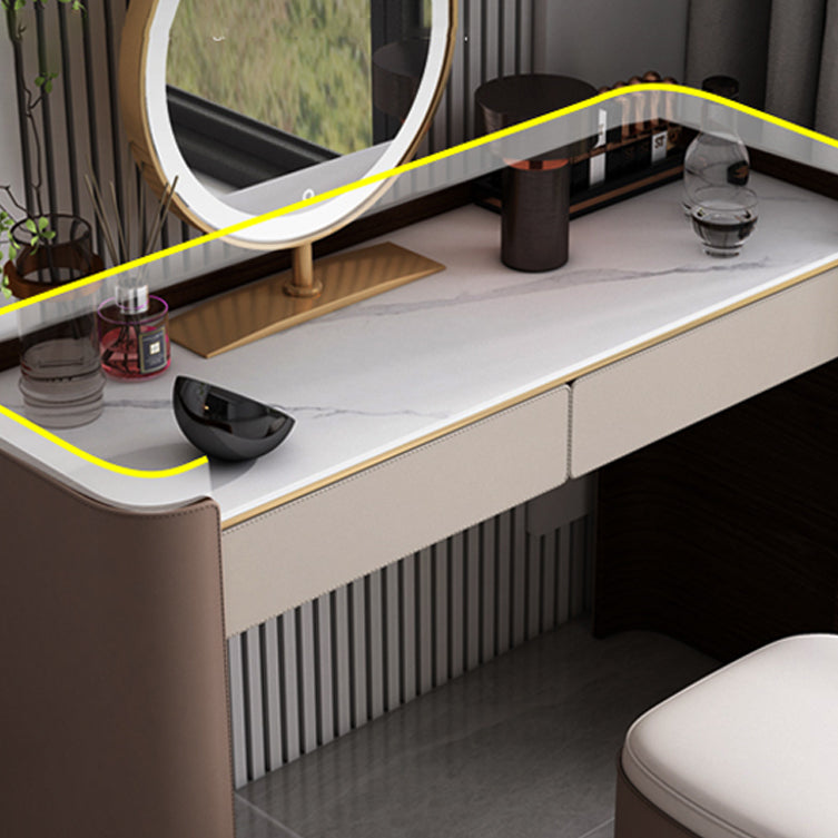 With Drawer Modern Lighted Mirror Bedroom Brown Dressing Table Clearhalo 'Bedroom Furniture' 'furn' 'furn_makeup_vanities' 'Furniture' 'Makeup Vanities' 'makeup_vanities' 7822127