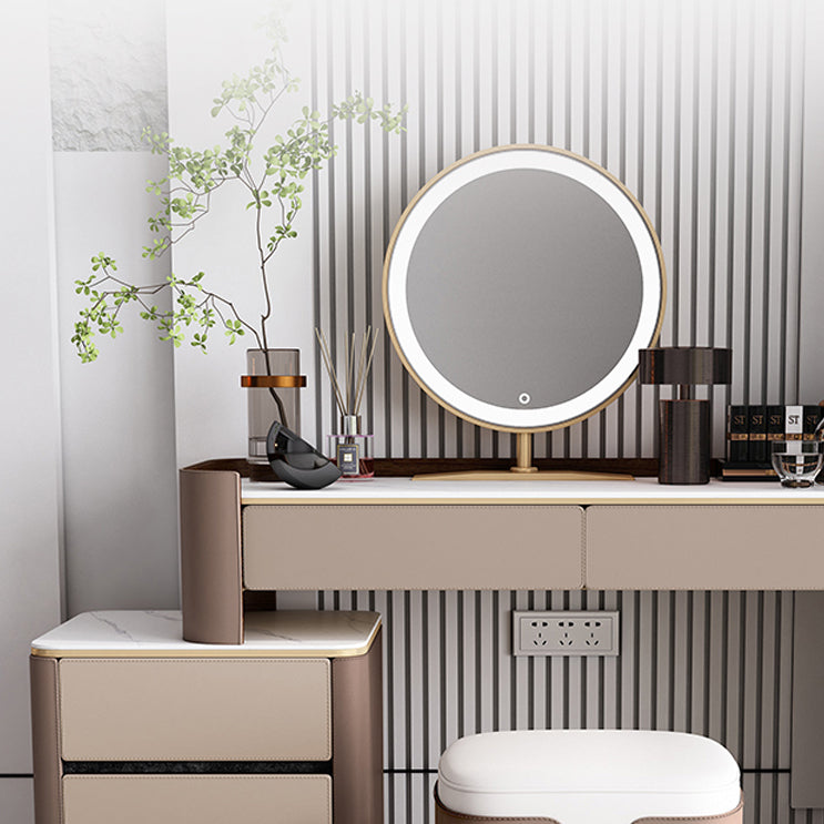 With Drawer Modern Lighted Mirror Bedroom Brown Dressing Table Clearhalo 'Bedroom Furniture' 'furn' 'furn_makeup_vanities' 'Furniture' 'Makeup Vanities' 'makeup_vanities' 7822128