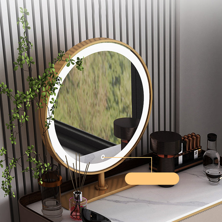 With Drawer Modern Lighted Mirror Bedroom Brown Dressing Table Clearhalo 'Bedroom Furniture' 'furn' 'furn_makeup_vanities' 'Furniture' 'Makeup Vanities' 'makeup_vanities' 7822129