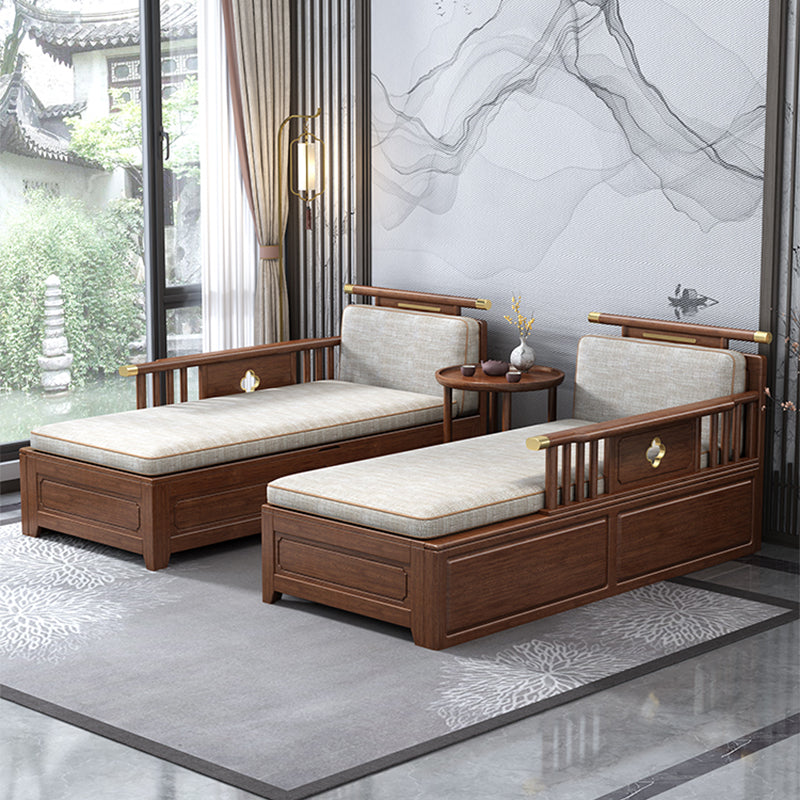 Cushioned Cotton Blend Chaise Lounge Daybed in Walnut of 72.4" W Clearhalo 'Chairs & Seating' 'Chaise Lounge' 'chaise_lounge' 'furn' 'furn_chaise_lounge' 'Furniture' 'Living Room Furniture' 7822174