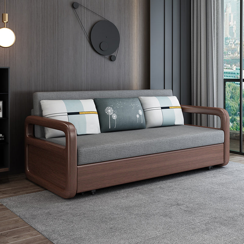 31.49" Wide Futon Sofa Bed with Storage Foldable Linen Gray Oak Clearhalo 'furn' 'furn_futons' 'Furniture' 'Futons & Daybeds' 'Futons' 'Living Room Furniture' 7822221