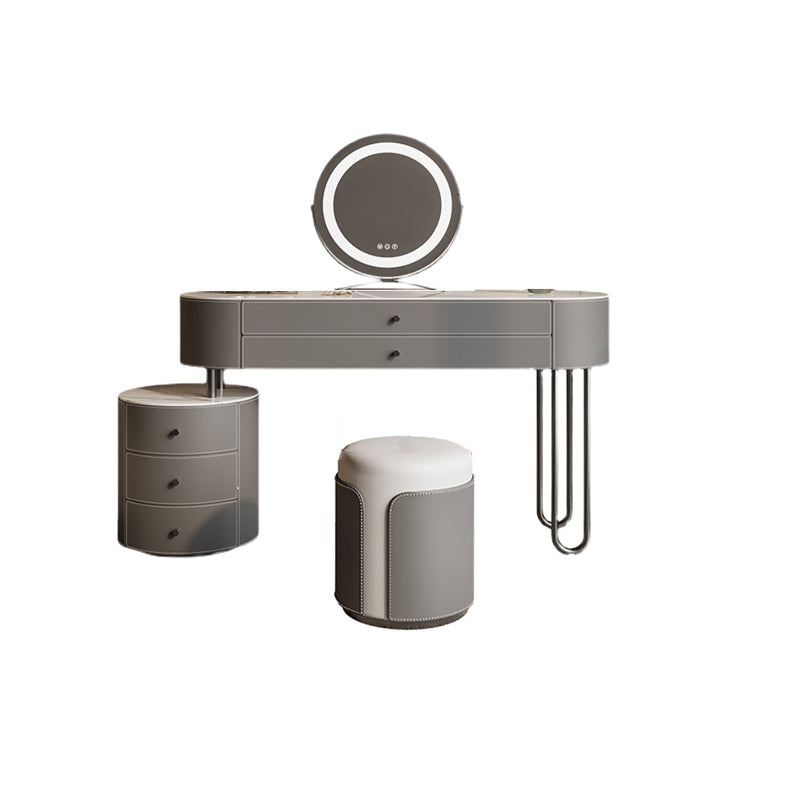 Con cassetto tavolo da toeletta a specchio a specchio illuminato grigio contemporaneo