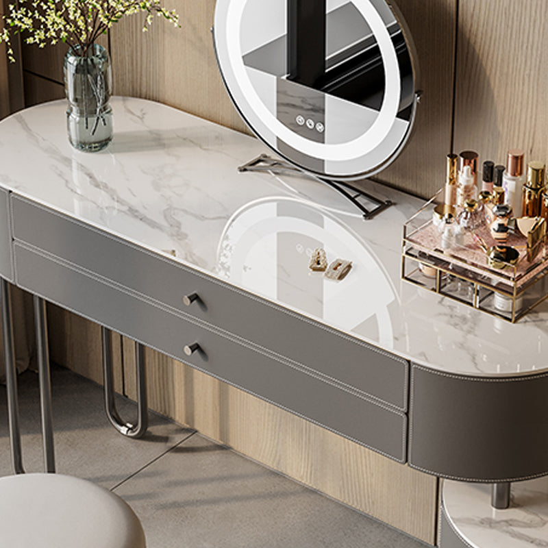 Con cassetto tavolo da toeletta a specchio a specchio illuminato grigio contemporaneo