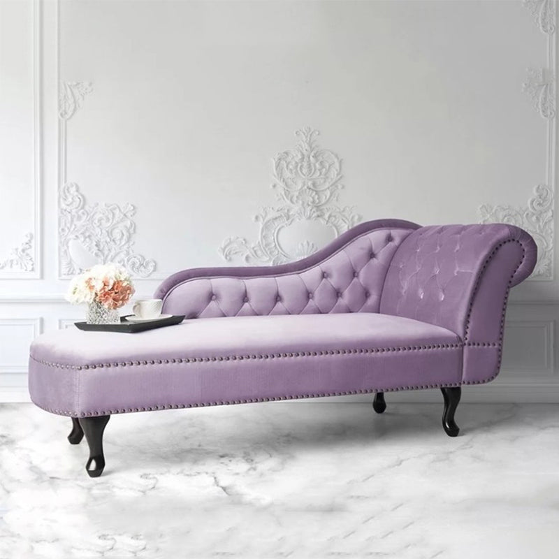 Button Tufted Chaise Lounge Couch with Rolled Arms - 66.9" W Clearhalo 'Chairs & Seating' 'Chaise Lounge' 'chaise_lounge' 'furn' 'furn_chaise_lounge' 'Furniture' 'Living Room Furniture' 7822266
