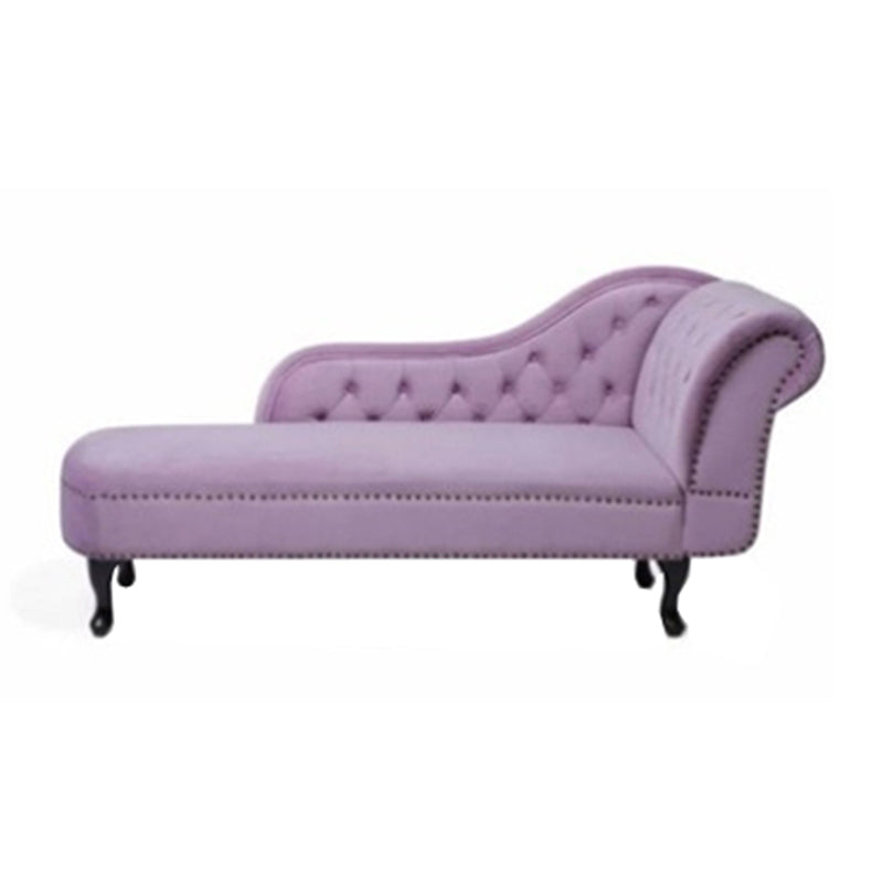 Button Tufted Chaise Lounge Couch with Rolled Arms - 66.9" W Velvet Right-Arm Chaise Clearhalo 'Chairs & Seating' 'Chaise Lounge' 'chaise_lounge' 'furn' 'furn_chaise_lounge' 'Furniture' 'Living Room Furniture' 7822268