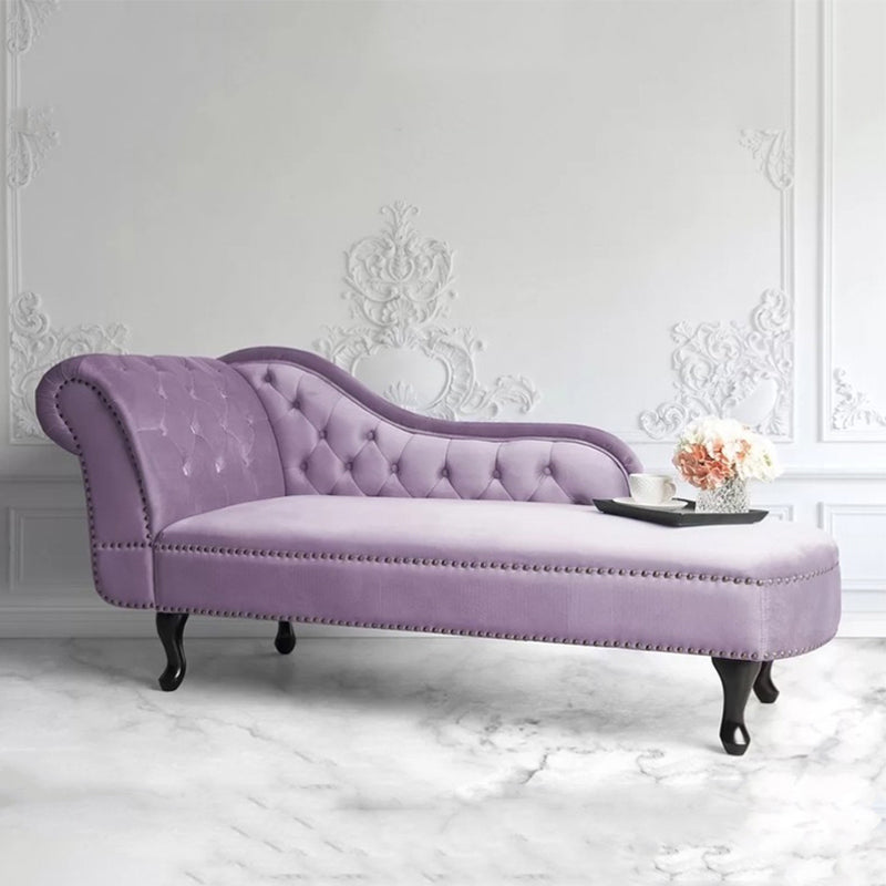Button Tufted Chaise Lounge Couch with Rolled Arms - 66.9" W Clearhalo 'Chairs & Seating' 'Chaise Lounge' 'chaise_lounge' 'furn' 'furn_chaise_lounge' 'Furniture' 'Living Room Furniture' 7822269