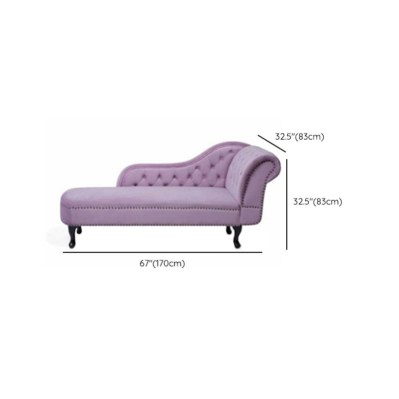 Button Tufted Chaise Lounge Couch with Rolled Arms - 66.9" W Clearhalo 'Chairs & Seating' 'Chaise Lounge' 'chaise_lounge' 'furn' 'furn_chaise_lounge' 'Furniture' 'Living Room Furniture' 7822275