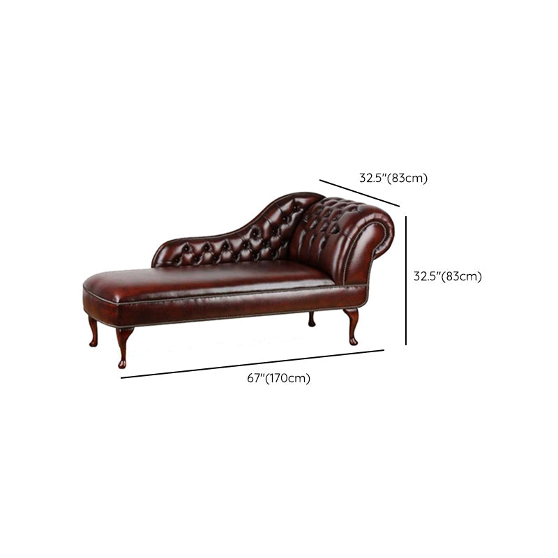 Button Tufted Chaise Lounge Couch with Rolled Arms - 66.9" W Clearhalo 'Chairs & Seating' 'Chaise Lounge' 'chaise_lounge' 'furn' 'furn_chaise_lounge' 'Furniture' 'Living Room Furniture' 7822276