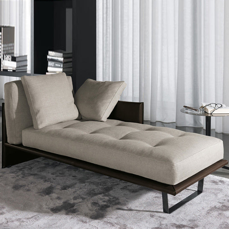 Contemporary Tufted Cotton Blend Chaise Lounge with Square Arm and Extra 2 Pillows Clearhalo 'Chairs & Seating' 'Chaise Lounge' 'chaise_lounge' 'furn' 'furn_chaise_lounge' 'Furniture' 'Living Room Furniture' 7822296