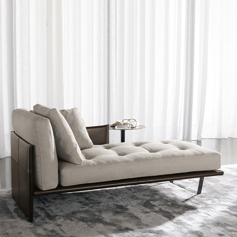 Contemporary Tufted Cotton Blend Chaise Lounge with Square Arm and Extra 2 Pillows Clearhalo 'Chairs & Seating' 'Chaise Lounge' 'chaise_lounge' 'furn' 'furn_chaise_lounge' 'Furniture' 'Living Room Furniture' 7822299