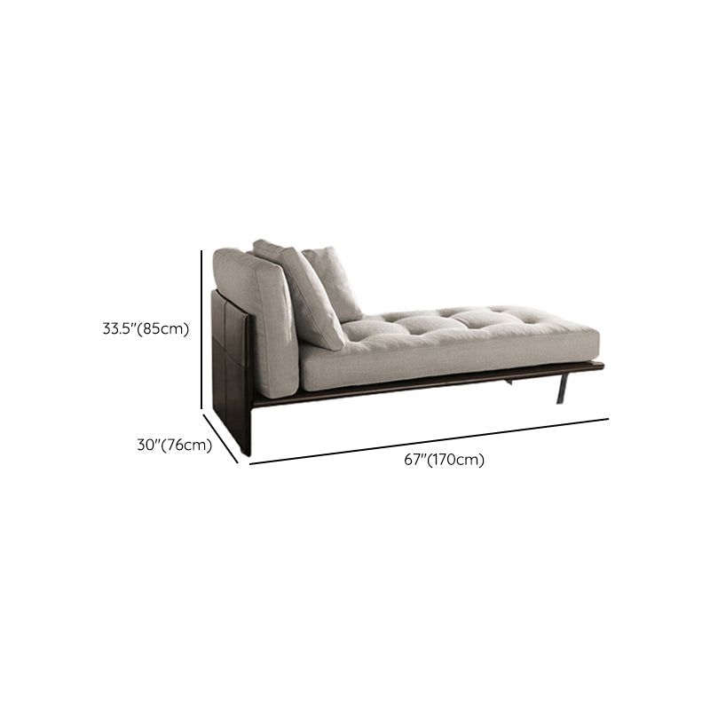 Contemporary Tufted Cotton Blend Chaise Lounge with Square Arm and Extra 2 Pillows Clearhalo 'Chairs & Seating' 'Chaise Lounge' 'chaise_lounge' 'furn' 'furn_chaise_lounge' 'Furniture' 'Living Room Furniture' 7822306