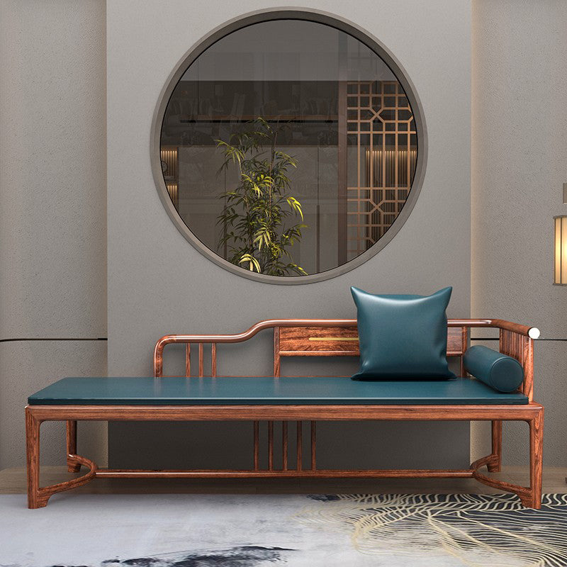 Oversized Solid Wood Chaise Lounge Couch in Brown with Square Arm Faux Leather Right-Arm Chaise Clearhalo 'Chairs & Seating' 'Chaise Lounge' 'chaise_lounge' 'furn' 'furn_chaise_lounge' 'Furniture' 'Living Room Furniture' 7822323