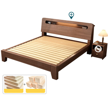 Moderno 31,49 "H letto standard a legno solido in marrone con testiera rettangolo