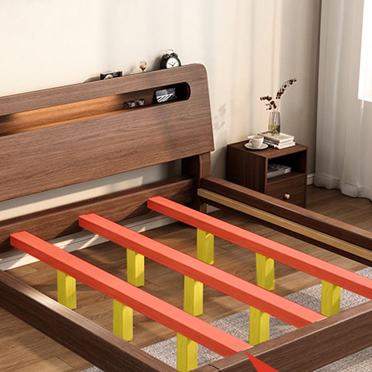 Moderno 31,49 "H letto standard a legno solido in marrone con testiera rettangolo